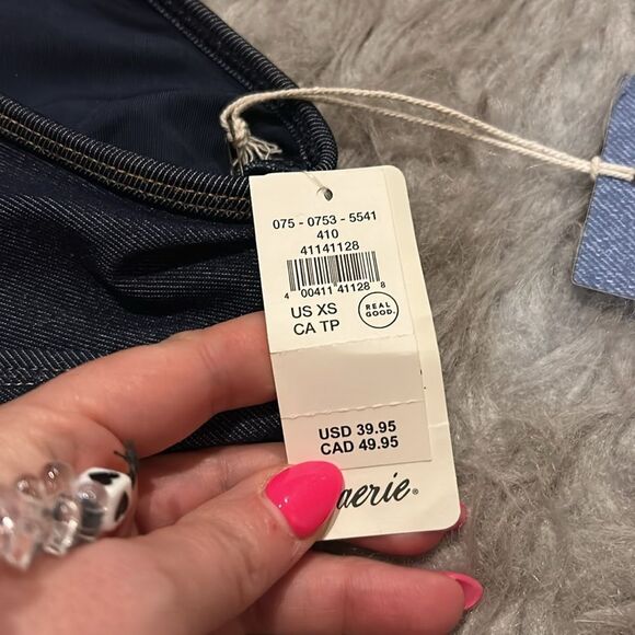 NWT aerie‎ scoop upf 50 denim colored swimsuit top size xs - Picture 3 of 4